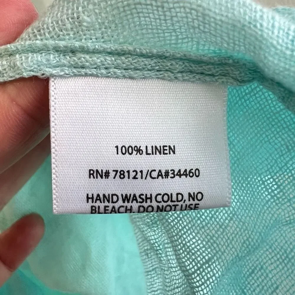Eileen Fisher Woman Petite Small PS Mini Tank Dress 100% Linen Blue Ombre Sheer - Picture 9 of 11